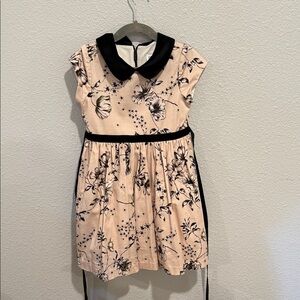 Floral Kids Dress with Black Velvet Accents